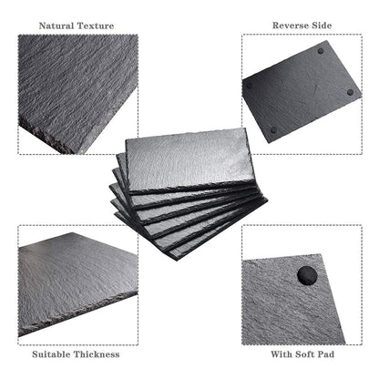 Rustic Black Slate Serving Plates Set of 6 by HitMyNeed