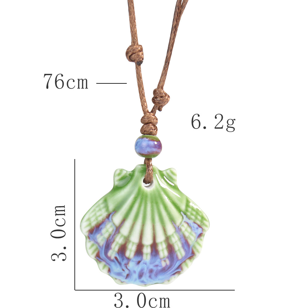 Rustic Ceramic Seashell Pendant Necklace by HitMyNeed