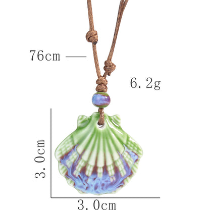 Rustic Ceramic Seashell Pendant Necklace by HitMyNeed