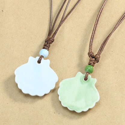 Rustic Ceramic Seashell Pendant Necklace by HitMyNeed