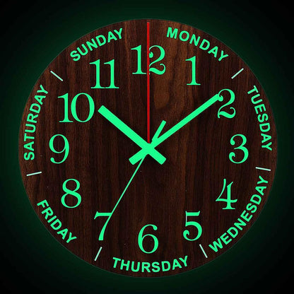 Rustic Glow in the Dark Wooden Wall Clock 12 inch by HitMyNeed