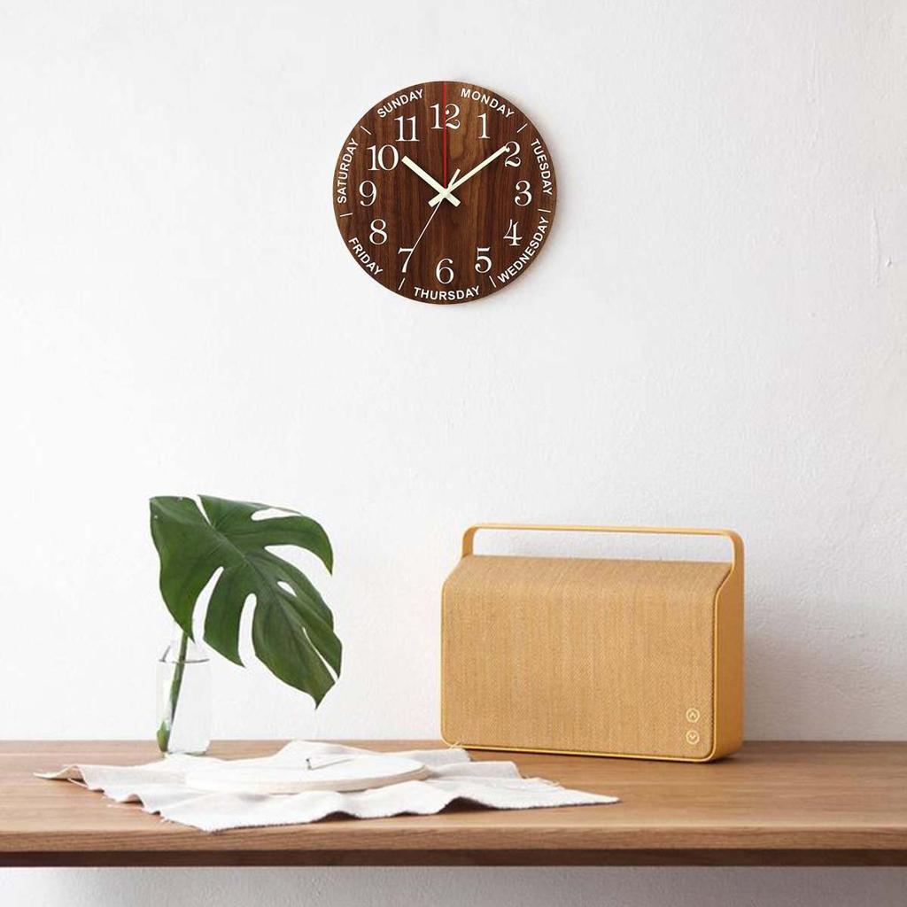 Rustic Glow in the Dark Wooden Wall Clock 12 inch by HitMyNeed