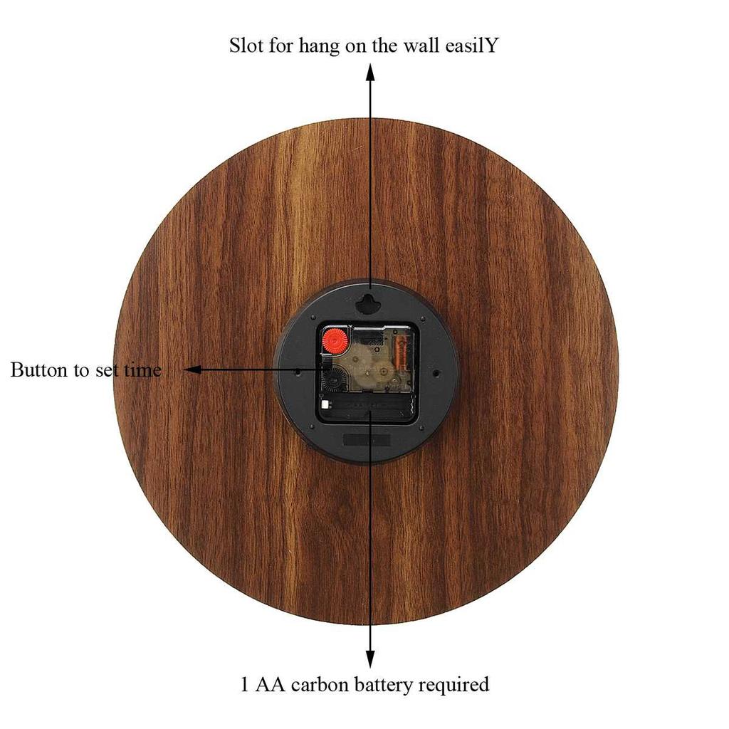 Rustic Glow in the Dark Wooden Wall Clock 12 inch by HitMyNeed