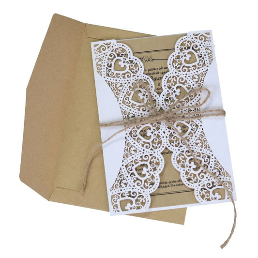 Rustic Laser-Cut Wedding Invitation Envelopes Set by HitMyNeed