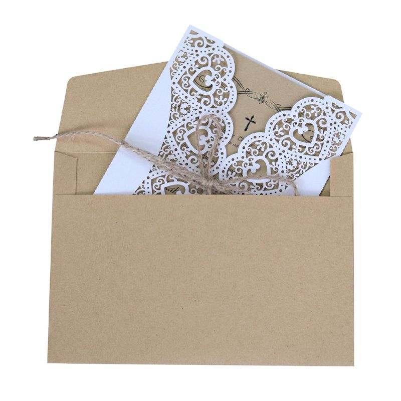 Rustic Laser-Cut Wedding Invitation Envelopes Set by HitMyNeed