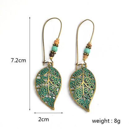 Rustic Leaf Drop Dangle Earrings for Women by HitMyNeed
