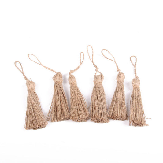 Rustic Natural Jute Tassels Set of 6 by HitMyNeed