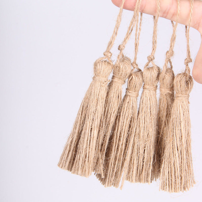 Rustic Natural Jute Tassels Set of 6 by HitMyNeed
