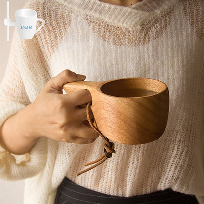 Rustic Wooden Coffee Mug 200ml with Coaster by HitMyNeed