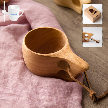 Rustic Wooden Coffee Mug 200ml with Coaster by HitMyNeed