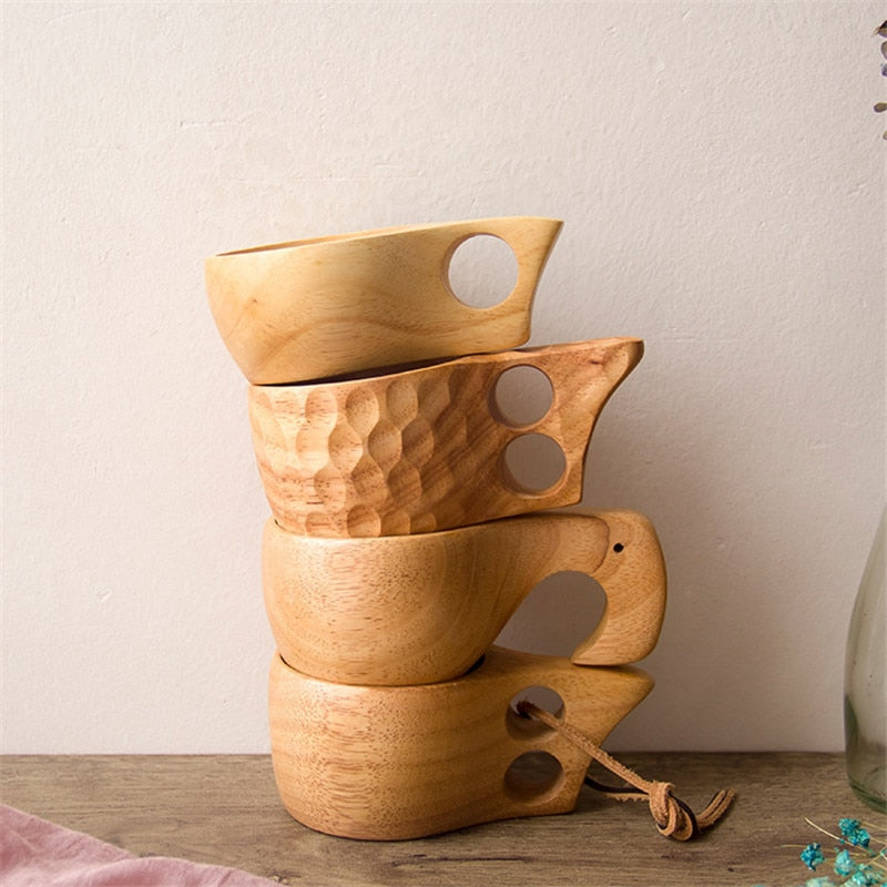 Rustic Wooden Coffee Mug Set of 4 by HitMyNeed