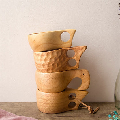 Rustic Wooden Coffee Mug Set of 4 by HitMyNeed