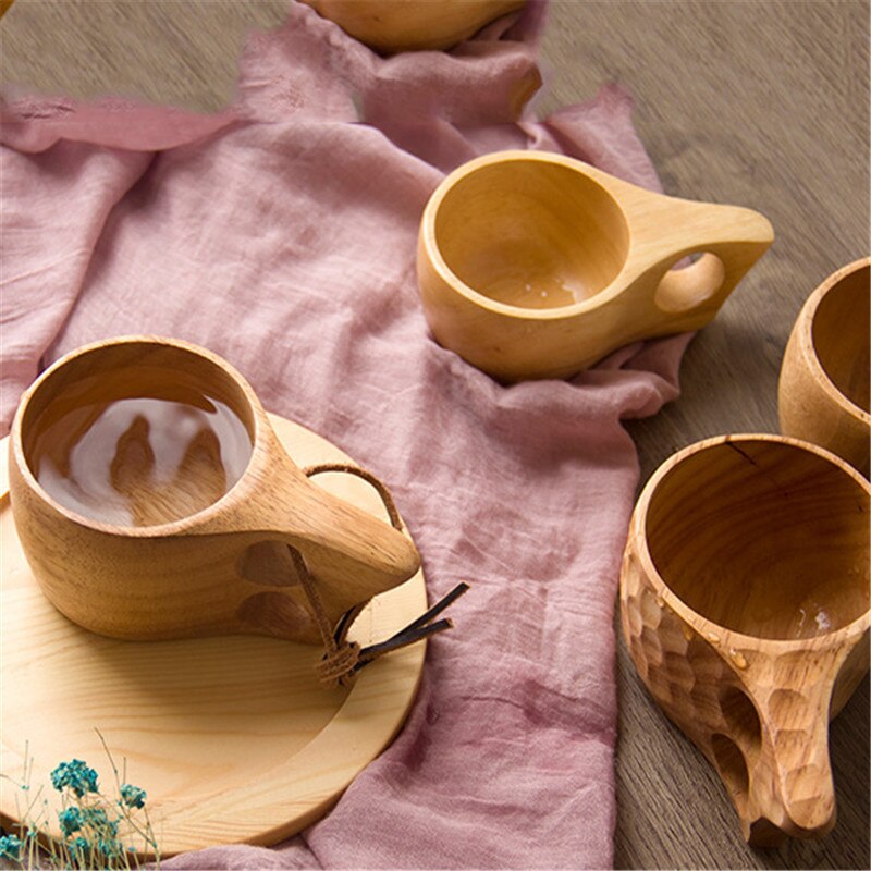 Rustic Wooden Coffee Mug Set of 4 by HitMyNeed