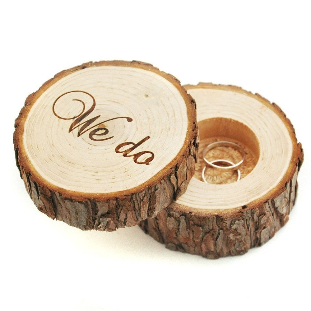Rustic Wooden Wedding Ring Holder Box by HitMyNeed