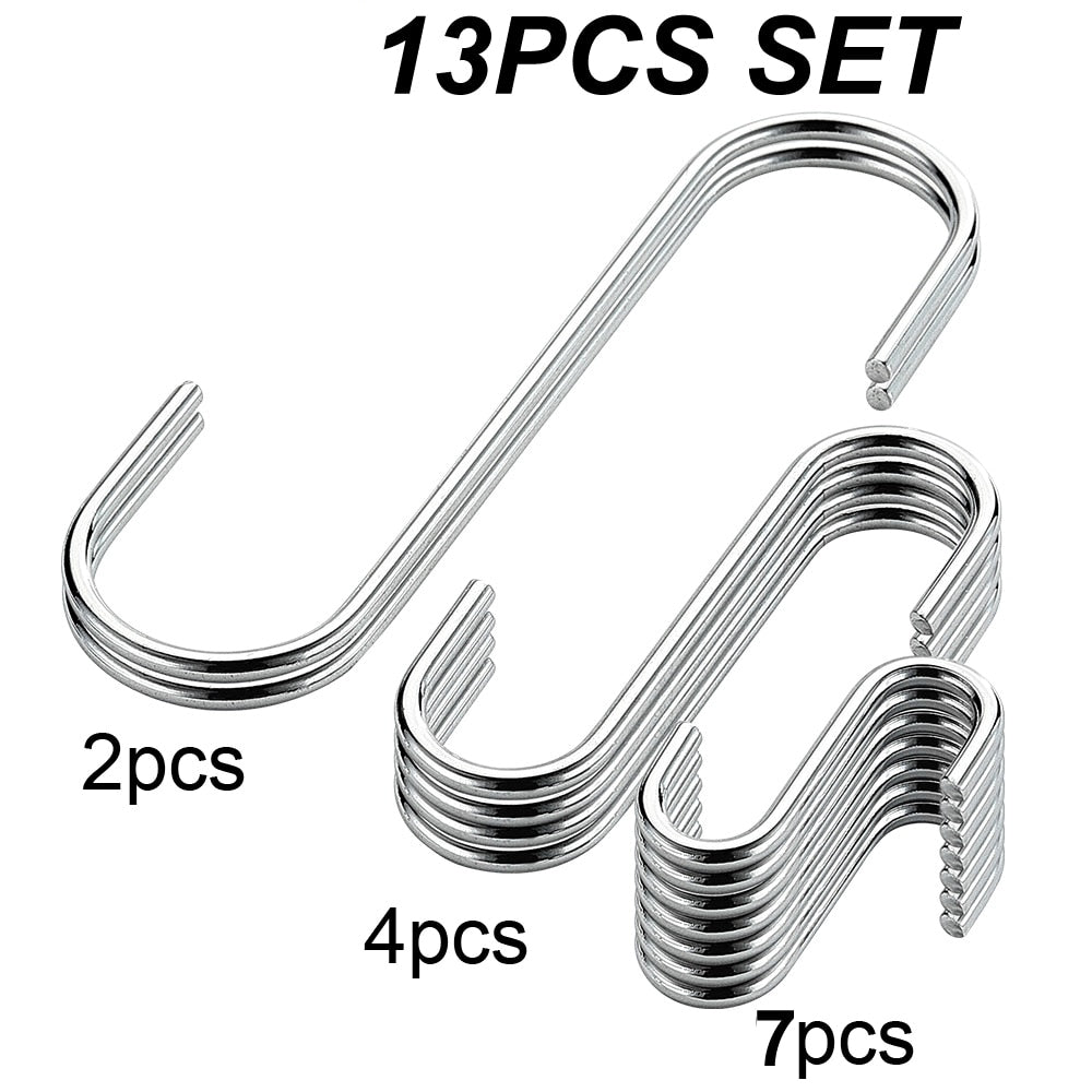 S Shaped Metal Hooks Set of 13 for Kitchen Storage by HitMyNeed
