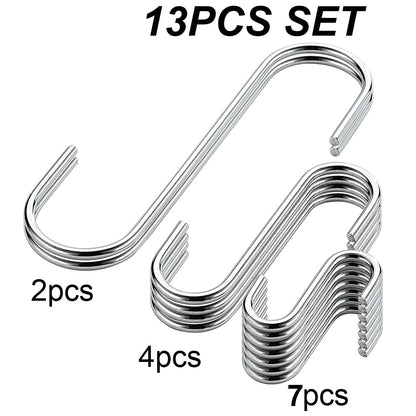 S Shaped Metal Hooks Set of 13 for Kitchen Storage by HitMyNeed