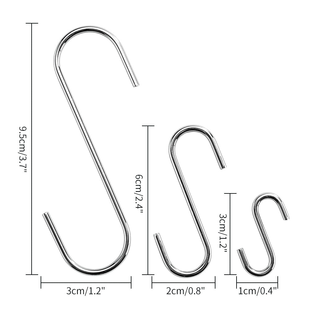 S Shaped Metal Hooks Set of 13 for Kitchen Storage by HitMyNeed