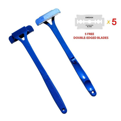 Safety Long Handle Folding Back & Body Shaver blue by HitMyNeed