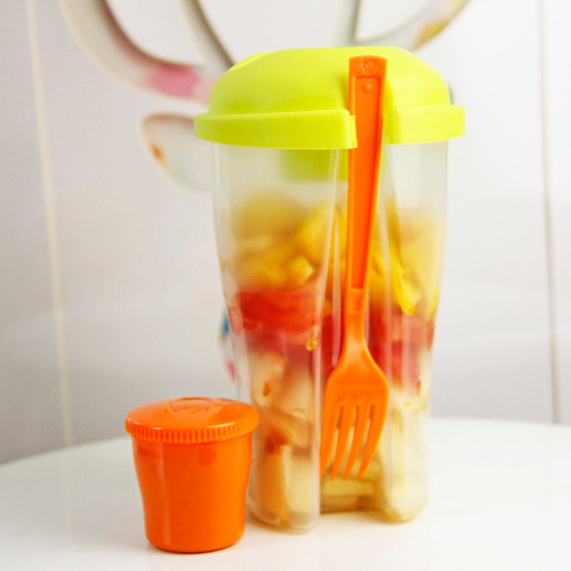 Salad Container with Sauce Cup and Fork, 750ml by HitMyNeed