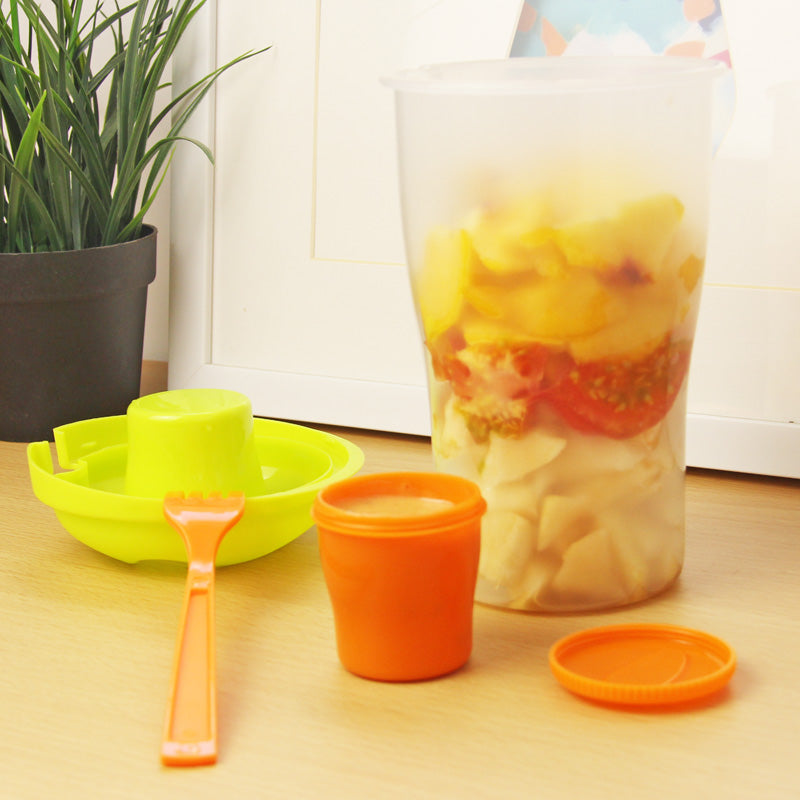 Salad Container with Sauce Cup and Fork, 750ml by HitMyNeed