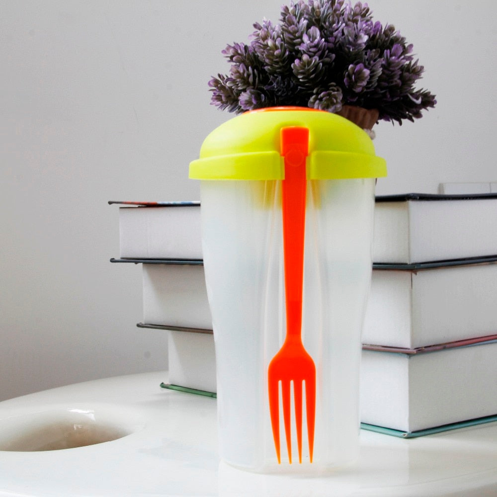 Salad Container with Sauce Cup and Fork, 750ml by HitMyNeed