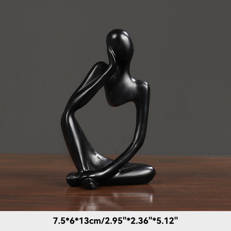 Sand Thinker Yoga Figurine Nordic Abstract Sculpture black-1 by HitMyNeed