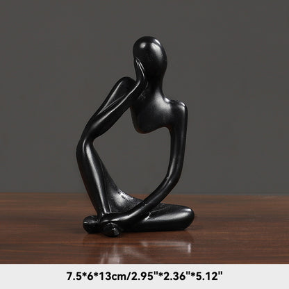 Sand Thinker Yoga Figurine Nordic Abstract Sculpture black-1 by HitMyNeed