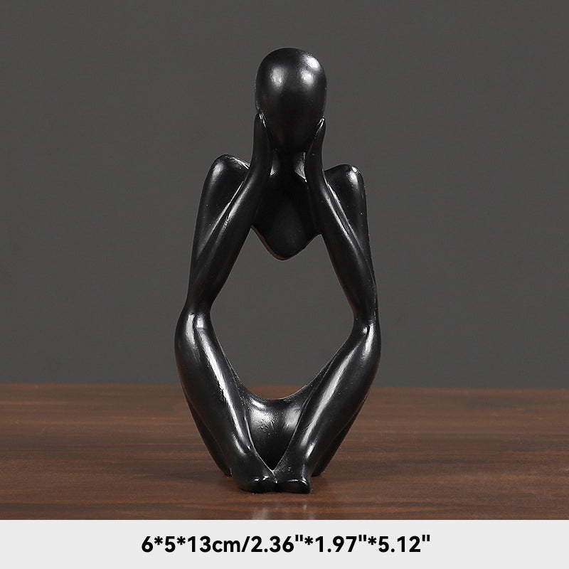 Sand Thinker Yoga Figurine Nordic Abstract Sculpture black-3 by HitMyNeed