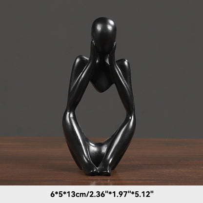 Sand Thinker Yoga Figurine Nordic Abstract Sculpture black-3 by HitMyNeed