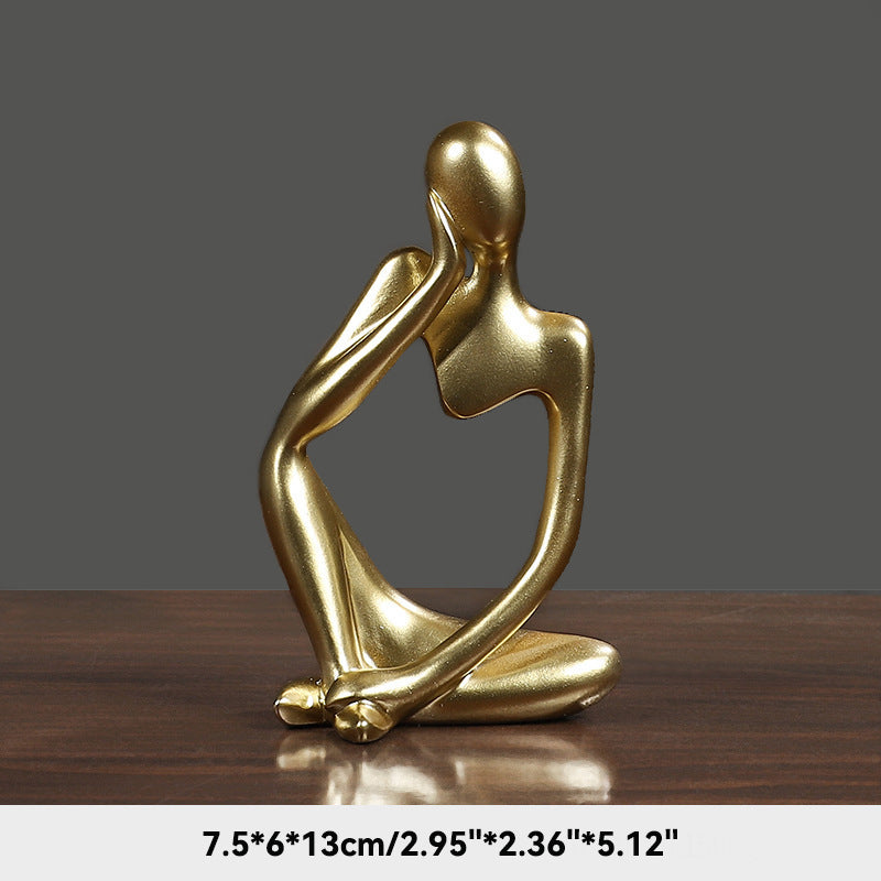 Sand Thinker Yoga Figurine Nordic Abstract Sculpture golden-1 by HitMyNeed