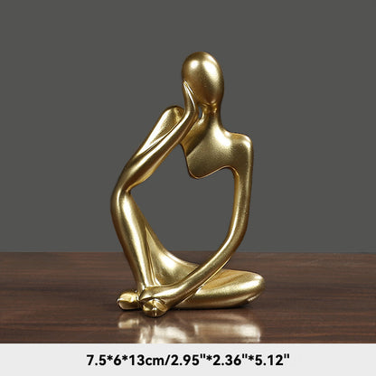 Sand Thinker Yoga Figurine Nordic Abstract Sculpture golden-1 by HitMyNeed