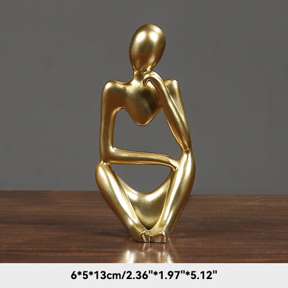 Sand Thinker Yoga Figurine Nordic Abstract Sculpture golden-2 by HitMyNeed