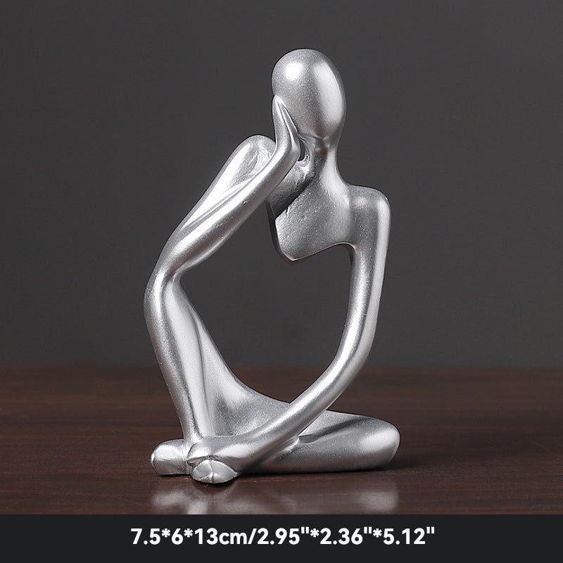 Sand Thinker Yoga Figurine Nordic Abstract Sculpture silver-1 by HitMyNeed