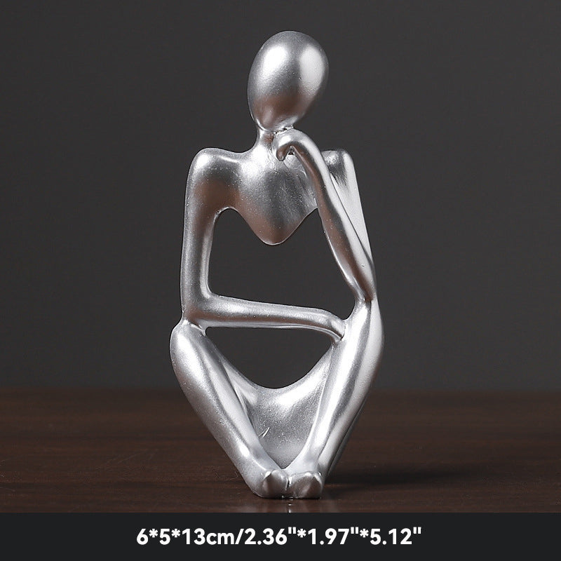 Sand Thinker Yoga Figurine Nordic Abstract Sculpture silver-2 by HitMyNeed