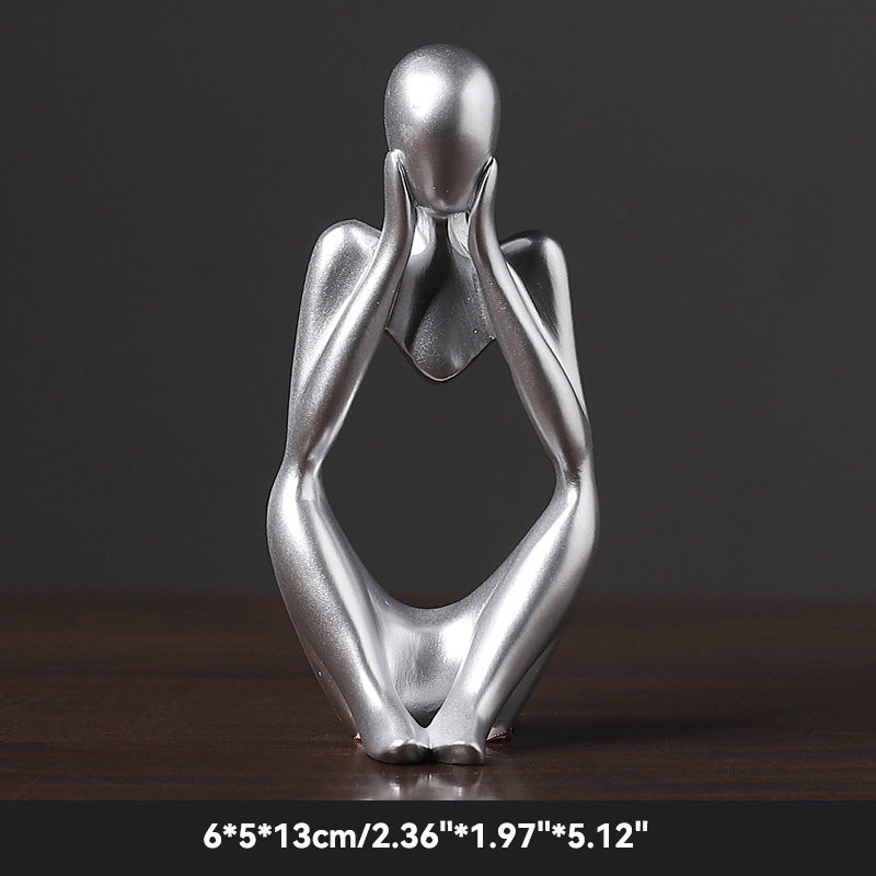 Sand Thinker Yoga Figurine Nordic Abstract Sculpture silver-3 by HitMyNeed