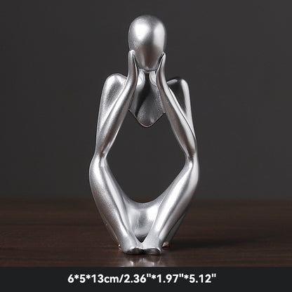 Sand Thinker Yoga Figurine Nordic Abstract Sculpture silver-3 by HitMyNeed