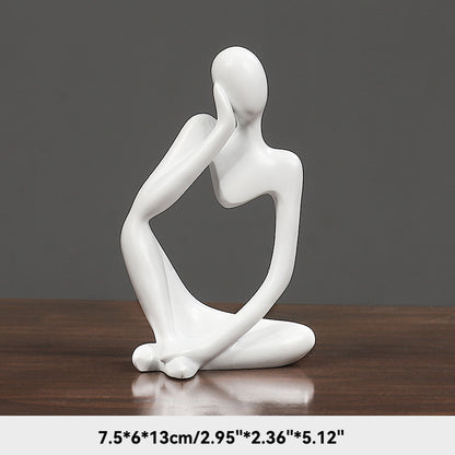 Sand Thinker Yoga Figurine Nordic Abstract Sculpture white-1 by HitMyNeed