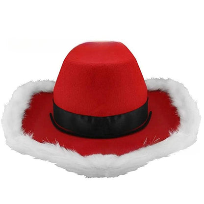 Santa Cowboy Hat with Feather Trim and LED Lights by HitMyNeed