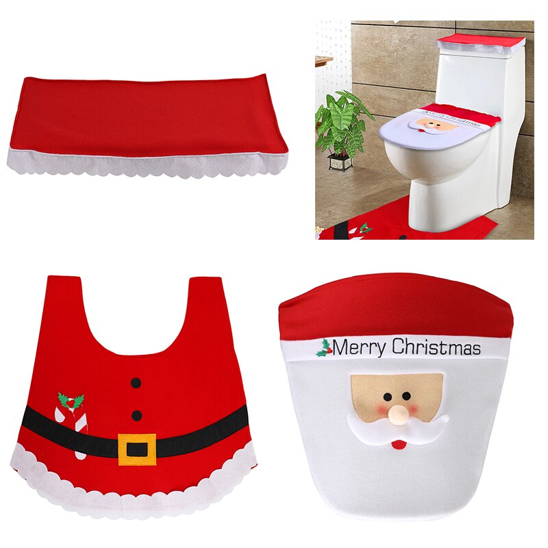 Santa Toilet Seat Cover 3‑Piece Bathroom Set by HitMyNeed