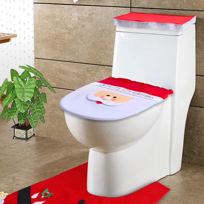 Santa Toilet Seat Cover 3‑Piece Bathroom Set by HitMyNeed