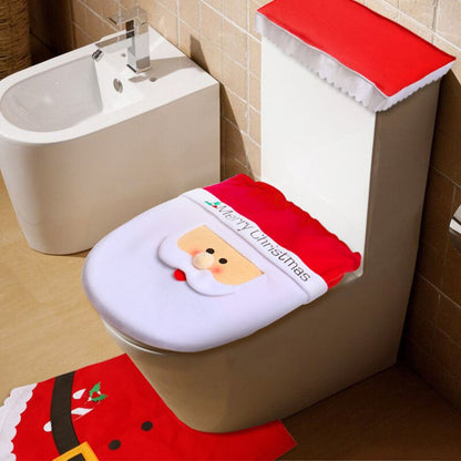Santa Toilet Seat Cover 3‑Piece Bathroom Set by HitMyNeed