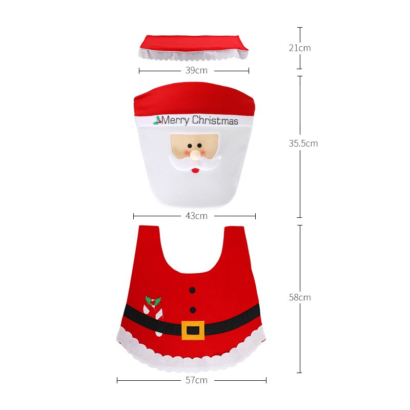 Santa Toilet Seat Cover 3‑Piece Bathroom Set by HitMyNeed