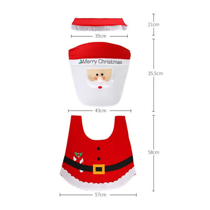 Santa Toilet Seat Cover 3‑Piece Bathroom Set by HitMyNeed