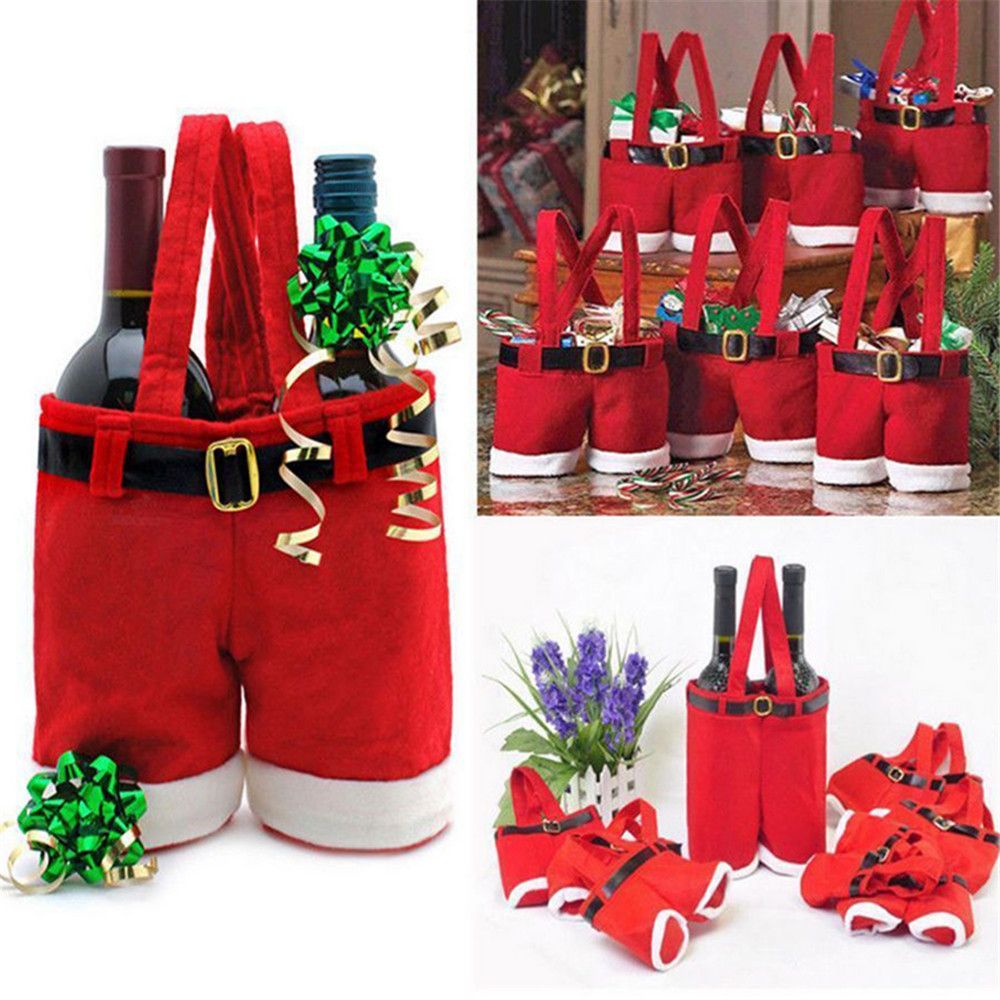 Santa Wine Bottle Gift Bag - Holds 2 Bottles by HitMyNeed