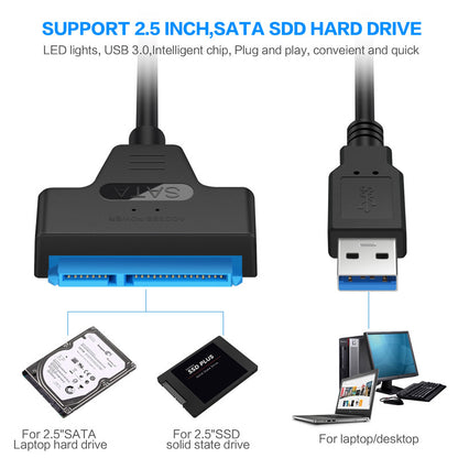 SATA to USB 3.0 Cable for 2.5" HDD/SSD, 6 Gbps 25cm-usb-2-0 by HitMyNeed