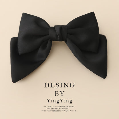 Satin Bow Hair Clip for Women black by HitMyNeed