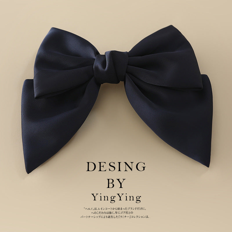 Satin Bow Hair Clip for Women dark-blue by HitMyNeed