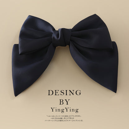 Satin Bow Hair Clip for Women dark-blue by HitMyNeed