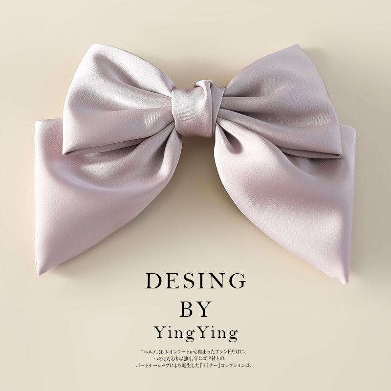 Satin Bow Hair Clip for Women pink by HitMyNeed