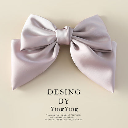 Satin Bow Hair Clip for Women pink by HitMyNeed